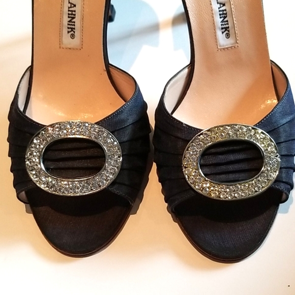 Manolo Blahnik Sedaraby Blue Taffeta NIB Sz 35 6 - Picture 4 of 7